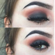 Smoky matte Renaissance look.... Super beautiful! Modern Viking Makeup, Fall Makeup For Hazel Eyes, Witch Makeup Looks Easy, Viking Wedding Makeup, Medieval Makeup Ideas, Viking Eye Makeup, Black And Orange Eyeshadow, Modern Witch Makeup, Witchy Makeup Looks