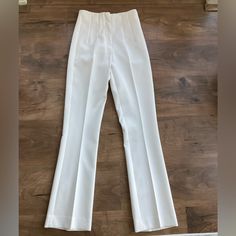 Xs Brand New- No Tags From Smoke Free Home Sleek White High-waist Fitted Pants, White Fitted High Waist Pants, Fitted High Waist White Pants, White Fitted Classic Wide Leg Pants, Classic White Fitted Wide Leg Pants, Zara Fitted Dress Trousers, Zara Fitted White Wide Leg Pants, Zara Wide Leg Fitted Dress Pants, Fitted Zara Wide Leg White Pants