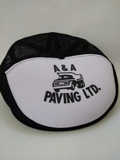 Retro Vintage 1980s Flat Top Cap Trucker Hat A and A Paving Ltd  Company: A & A Paving Ltd Material: Polyester Color: Black, White Features: Mesh, Snapback Style: Flat Top Cap Era: 1980s Condition: Good used vintage condition with some wear due to use and age. The mesh has softened.  Thank you. :) Vintage Cardigan Sweater, Vintage Trucker Hats, Vintage Flats, Angora Sweater, Vintage Bowls, Vintage Hat, Vintage Cardigan, Flat Cap, Colorful Boho