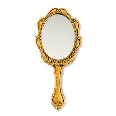 an ornate gold mirror on a white background