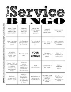 a black and white flyer with the words service bingo on it