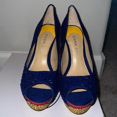 New Gianni Bini Opened Toed Multicolored Rhinestone Heels Size 6.5. Brand New/Never Worn. Blue Heels With Rhinestones And Round Toe, Yellow Embellished Evening Heels, Yellow Heels With Rhinestones For Party, Yellow Embellished High Heels, Yellow Rhinestone Heels For Party, Party Yellow Heels With Rhinestones, Yellow Rhinestone Party Heels, Womens Block Heel Shoes, Nude Strappy Heels