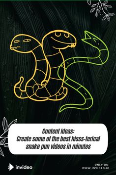 a poster with an image of a lizard on it's back and the words content ideas create some of the best miss - tenial stakes in minutes