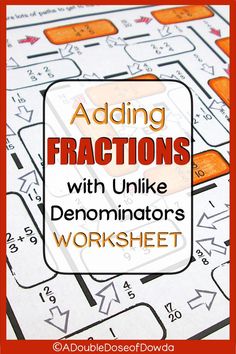 adding fractions with unlike denomints worksheet for addition and subtraction