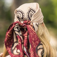 Hooey Pecos- Red/Cream Two sizes (S 26" x 26" / L 33" x 33" ) Yellow /Pink/Blue Satin Red Bohemian Bandana For Spring, Bohemian Red Bandana For Spring, Wild Rag, Blue Satin, Pink Blue, Summer Fashion, Satin, Cream, Yellow