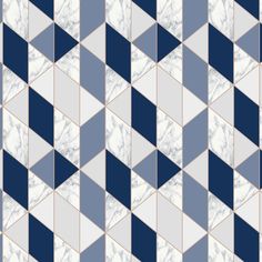 an abstract blue and white tile pattern