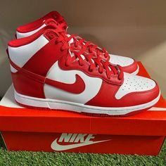 Nike Dunk High Championship White Red Men's Sneakers Dd1399-106 Size 11.5 New Nike Dunk High, Dunk High, Nike Red, Shoes Nike, Nike Dunk, Nike Dunks, Men's Nike, Men's Sneakers, Nike Shoes