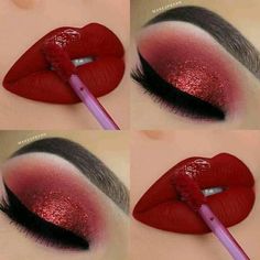 Red Quince Makeup, Bold Lipstick Makeup, Professional Eye Makeup, Nusrat Jahan, Eye Makeup Images, Bold Lipstick, Valentines Day Makeup, Eye Makeup Steps