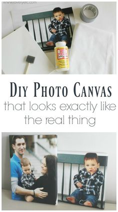 two photos with the words diy photo canvass that looks exactly like the real thing