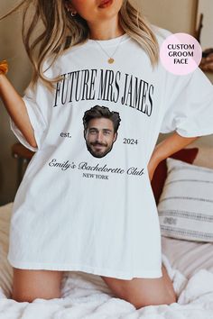 a woman wearing a t - shirt that says future mrs james