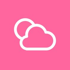 a pink background with two white clouds on top of each other and the word cloud above it