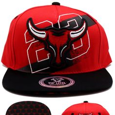 Brand New Cotton Chicago Top Level Longhorn 23 Snapback Hat. Longhorn Bull Head Stacked Over 23 On A Red Crown With Black Bill. Longhorn Bull On Back With Underbill Displaying Repeated Longhorn Bull Head All Over. One Size Fits Most. Snapback Hats Like These Normally Retail For $29 Plus Shipping, But You Can Take Advantage Of This One For Only $21 With Free Domestic Priority Mail Shipping!!! Hat Has All Logos And Letters On Crown Embroidered, Stitched On. Let's Go, Chicago!!! Urban Red Snapback Hat, Red Urban Snapback Hat, Urban Style Red Snapback Hat, Urban Red Baseball Cap, Red Casual Fitted Hat With Short Brim, Casual Red Snapback Hat With Short Brim, Casual Red Snapback Hat Short Brim, Adjustable Red Snapback Hat With Short Brim, Red Flat Brim Fitted Hat For Outdoor