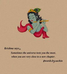 an image of a woman with a flute in her hand and the caption reads,'krishna gays sometimes, the universe tests you