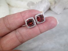 925 sterling silver cushion cut ruby studs with a simulated diamond halo setting. So beautiful and sparkly! The lab ruby are of a rich vibrant red. Face height = 11mm. Stamped 925. KEEP*IN*TOUCH Please LIKE and FOLLOW us on www.facebook.com/vintageturquoiseandmore www.instagram.com@vintageturquoiseandmore Thank you for visiting our shop! Scorpion Jewelry, Scorpion Earrings, Lobster Jewelry, Cushion Cut Earrings, Turquoise Heart Earrings, Sterling Ruby, Red Face, Amethyst Studs, Turquoise Heart