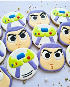 decorated cookies with cartoon characters on them