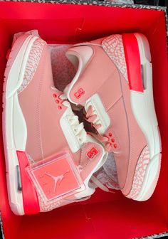 Jordan 3s Pink, Jordans For Kids Girl, Pink Shoes Jordans, Cute Shoes Sneakers Jordans, Jordan 4’s Pink, 3s Jordans, Dream Shoes Jordans, Cute Jordans For Women, Pink Jordan 3