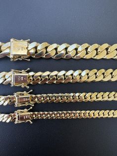 Gorgeous mens handmade cuban link chains 
Made in USA - by a 3rd generation Cuban jeweler! Perfectly filed down and polished
Hangs perfectly straight - doesn't kink or twist! Best cubans you will find anywhere - Guarantee that!
Very tight links - no gaps at all
 
Available in 5mm-10mm (this is chain thickness...it measures 2-4mm bigger at clasp)
Box lock clasp
Great for pendants or wear alone!
 
HEAVY SOLID 10k gold...not plated or filled...not hollow
IMPOSSIBLE TO RIP! Luxury Polished Cuban Link Bracelet, Luxury Cuban Link Necklace With Polished Finish, Luxury Cuban Link Curb Chain Jewelry, 14k Gold Cuban Link Chain Bracelet, Luxury 14k Gold Cuban Link Necklace With Box Chain, Silver 14k Gold Cuban Link Bracelet, 14k Gold Cuban Link Necklace With Curb Chain, Polished Yellow Gold Cuban Link Jewelry, 14k Gold Cuban Link Bracelet With Curb Chain