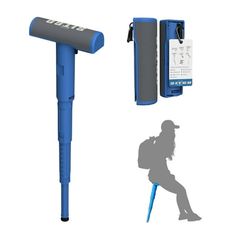 an image of a person walking next to a cell phone holder and umbrella pole in the shape of a baseball bat