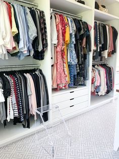 an instagram page with clothes hanging on shelves