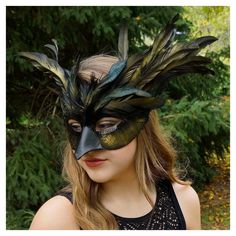 Feather Costume, Raven Costume, Raven Mask, Crow Costume, Black Masquerade Mask, Evil Fairy, Costume Masquerade, Raven Feather, Butterfly Mask