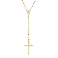 This rosary necklace is a beautiful expression of your beliefs. Created in 14K gold, this choice features a rosary with diamond-cut beaded stations set in a traditional pattern along a cable chain. Polished to a bright shine, this design measures 18.0 inches in length and secures with a lobster claw clasp. Gold Rosary, Rosary Necklace, Traditional Pattern, Jewelry Inspo, Diamond Cut, Cable Chain, Rosary, Lobster Claw, Cross Necklace