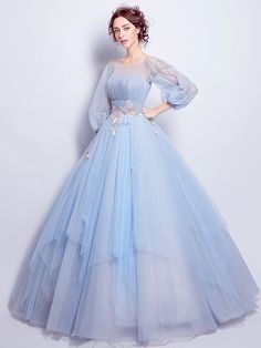 Prom Dresses With Sheer Sleeves, A Line Grad Dress Long, Tulle Long Dress Sleeve, Plus Size Long Sleeve Prom Dress, Princess Ball Gowns With Sleeves, Lantern Sleeve Prom Dress, Prom Dress Modest Long Sleeve, Modest Ballgown Dresses, Puffy Sleeve Prom Dress Long Sweetheart Tulle Ball Gown