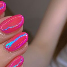 Fuschia Pink Nails, 2023 Pink, Airbrush Nails, Colorful Nail Designs, Fabulous Nails, July 7, Enamels, Funky Nails, Types Of Nails