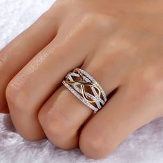 Shining Zircon Infinity Ring Silver Eternity Promise Jewelry for Women Jeulia Jewelry, Infinity Rings, Pave Setting Ring, Promise Jewelry, Infinity Ring Wedding, Womens Rings Fashion, Infinity Love, Bow Ring, Infinity Ring