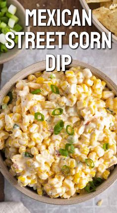 mexican street corn dip in a bowl with tortilla chips