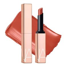 A color-meets-care hybrid lipstick with dimensional shine and hydration. Afterglow sensual shine lipstick. Burnished coral. High-Shine finish. LIPSTICK. Nars Lip, Shine Lipstick, Hydrating Lipstick, Nars Makeup, Lip Shine, Lip Hydration, Lip Balm Gloss, Lipstick Lip, Lipstick Colors