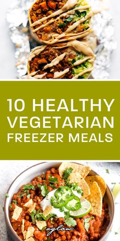 healthy vegetarian freezer meals with text overlay