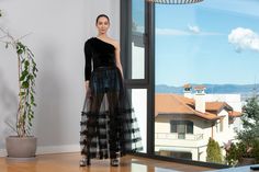 Our Skirt Collcetion comes with this unique black ruffled tulle skirt!  This black tulle skirt is a stand-out piece imbued with contemporary elegance. Our women tulle skirt is made from black tulle which has dramatically look with voluminous ruched and ruffled layer at the bottom and enhance the gathers at the waist. This romantic style sits at the slimmest part of your waist for a flattering shape. Complete the modern look with the coordinating top. Made for your brave side it will give you tha Women Tulle Skirt, Tulle Skirt Women, Long Tulle Skirt, Womens Tulle Skirt, Tulle Long Skirt, Tulle Skirt Black, Black Maxi Skirt, Sheer Skirt, Black Tulle