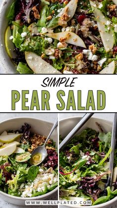 this simple pear salad is loaded with apples, walnuts and feta cheese