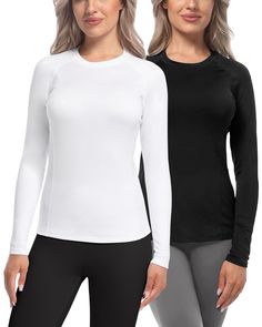 PRICES MAY VARY. Soft and Warm: Thermal underwear for women is made of 90% Polyester and 10% Spandex fabric. Long sleeve thermal shirt uses thermal technical fleece fabric as the bottom layer, providing extra softness and comfort to your skin Moisture Wicking: Women's long sleeve compression shirts are made of breathable quick-drying fiber, which can dry quickly. No matter what activity you are doing, our compression shirts can keep you dry and light all day long Tagless Design: Thermal long sle Compression Shirts, Womens Thermal, Tops Long Sleeve, Thermal Top, Thermal Shirt, Compression Shirt, Thermal Long Sleeve, Sleeve Women, Base Layer