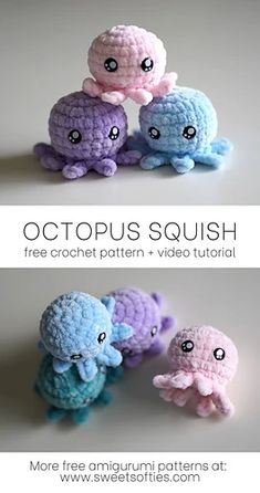 crochet octopus squish free pattern and video tutor