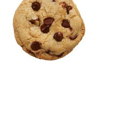 a chocolate chip cookie on a white background