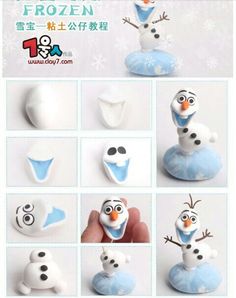 the instructions for how to make an adorable frozen snowman cake topper with fondant icing