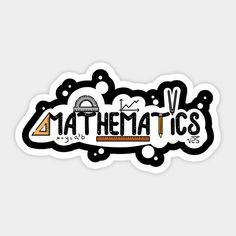 a sticker that says mathmatics with an image of a computer mouse on it