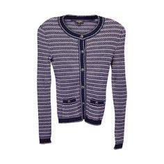 Elevate Your Wardrobe With The Chanel Striped Buttoned Cardigan In Navy Blue Cotton, A Luxurious Piece That Seamlessly Blends Comfort And Style. Featuring A Classic Scoop Neck, Button Closure, And Striped Design, This Cardigan Exudes Timeless Elegance And Sophistication. Chanel Striped Buttoned Cardigan In Navy Blue Cotton Condition: Excellent Material: Cotton Size: Fr34 Sign Of Wear: No Sku: 362230 Chanel Sweater, Buttoned Cardigan, Shoulder Sweater, Stripes Design, Timeless Elegance, Off The Shoulder, Scoop Neck, Sweaters For Women, Chanel