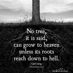 a black and white photo with a cross on top of it that says, no tree, it is said can grow to heaven unless its roots reach reach down to hell