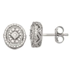 Enhance any ensemble with the eye-catching style of these diamond circle stud earrings.Enhance any ensemble with the eye-catching style of these diamond circle stud earrings.Click on this JEWELRY & WATCHES GUIDE to learn about fit, styles, materials and more!PRODUCT FEATURES Length: 10 mm Backings: post Nickel free Metal: sterling silver Plating: rhodium Finish: polished Packaging: boxedDIAMOND DETAILS Total weight: 1/10 ct. Shape: round Setting: prong Gemstones may have been treated to enhance Oval Sterling Silver Earrings With Pave Setting, Oval Sterling Silver Diamond Earrings, Luxury Round Cut Sterling Silver Diamond Earrings, Round Cubic Zirconia Clip-on Earrings Fine Jewelry, Bezel-set Cubic Zirconia Solitaire Eye With Eyelashes Stud Earrings Banter, Oval Stud Earrings, Circle Earrings Studs, Circle Diamond, Circle Studs