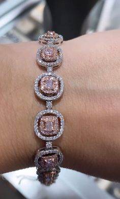 Pink Diamond Bracelet, Jewelry Closet, Fancy Jewelry Necklace, Pretty Jewelry Necklaces, Sister Jewelry, Expensive Jewelry Luxury, Pink Cushions, Luxury Diamonds, Jewelry Fashion Trends