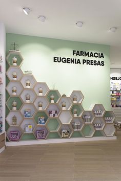 the inside of a cosmetics store with shelves filled with products