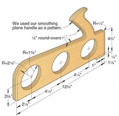 a wooden object with measurements to make it look like something out of a plane handle