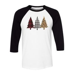 Wrap yourself up in Christmas cheer with this unique plaid Christmas trees design! Whether you're looking for a festive gift or something to brighten up your own celebrations, this stylish design is sure to bring a little extra jolly to the season! Plaid Print Christmas Trees Three-Quarter Raglan Sleeve Baseball Shirt Unisex Small White/Black Christmas tree trees plaid red checker checkered leopard print prints. This is a S white/black mens or womens three-quarter raglan sleeve baseball t-shirt Casual Cotton Plaid Sweatshirt, Black And White Buffalo Plaid Christmas Pajamas, Black And White Buffalo Plaid Christmas Shirts, Buffalo Plaid Christmas Shirts Vinyl, Red Green Plaid Holiday Shirt, Plaid Christmas Tree, Red Checkered, Black Christmas Trees, Black Christmas