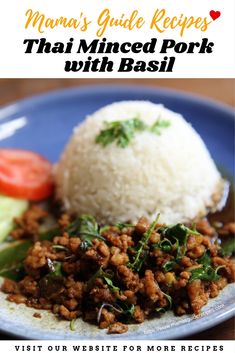 Thai Minced Pork with Basil Thai Pork Basil Recipe, Thai Minced Chicken With Basil, Thai Basil Ground Pork, Pork Larb Recipes Thai, Spicy Thai Basil Ground Pork, Asian Minced Pork Recipes, Chinese Minced Pork Recipes, Thai Ground Pork Recipes, Pork Thai Recipes