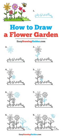 how to draw a flower garden