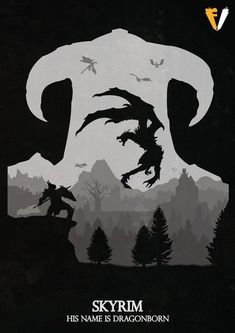 the poster for skyrim has been designed to look like it is flying through the air