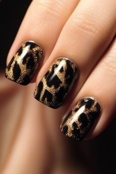 Leopard Toenails, Leopard Gel Nails, Wild Nail Designs, Leopard Nail Designs, Cheetah Nail Designs, Cheetah Print Nails, Animal Print Nails Art, Quick Nail, Shimmer Nail Polish