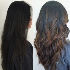 Black Hair Balayage, Balayage Hair Dark, Black Hair With Highlights, Light Hair Color, Trendy Hair Color